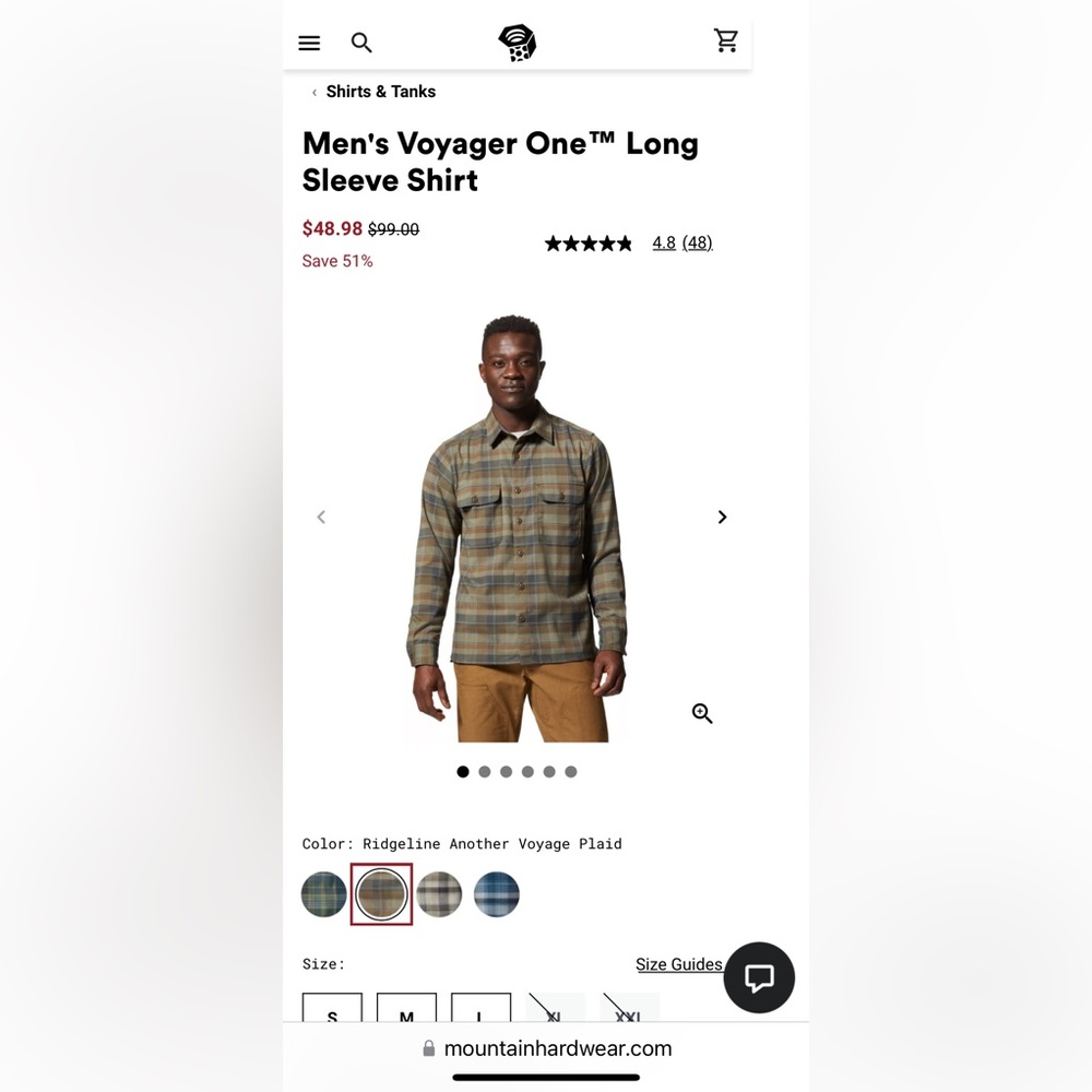 Brand New Mountain Hardware Long Sleeve Voyager Shirt